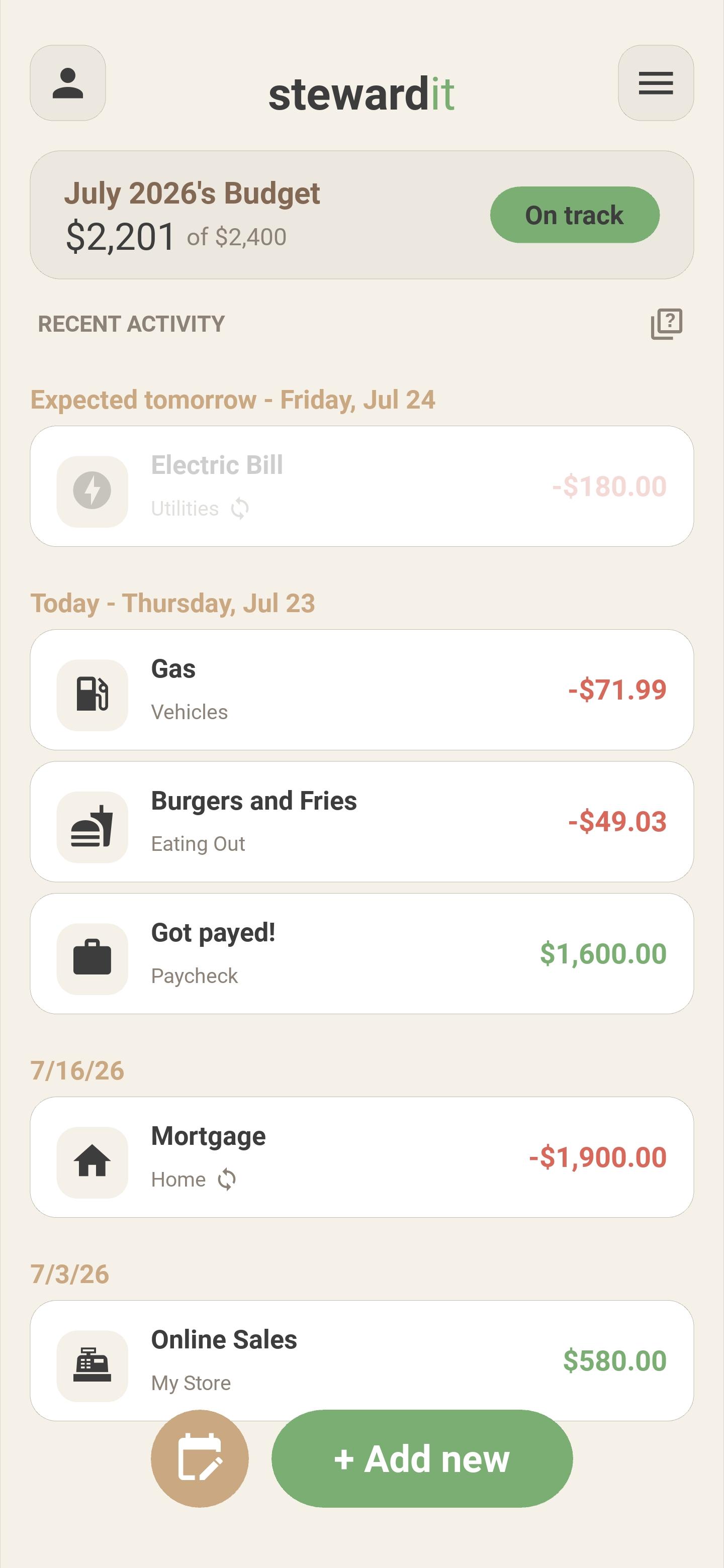 Stewardit — the summary page